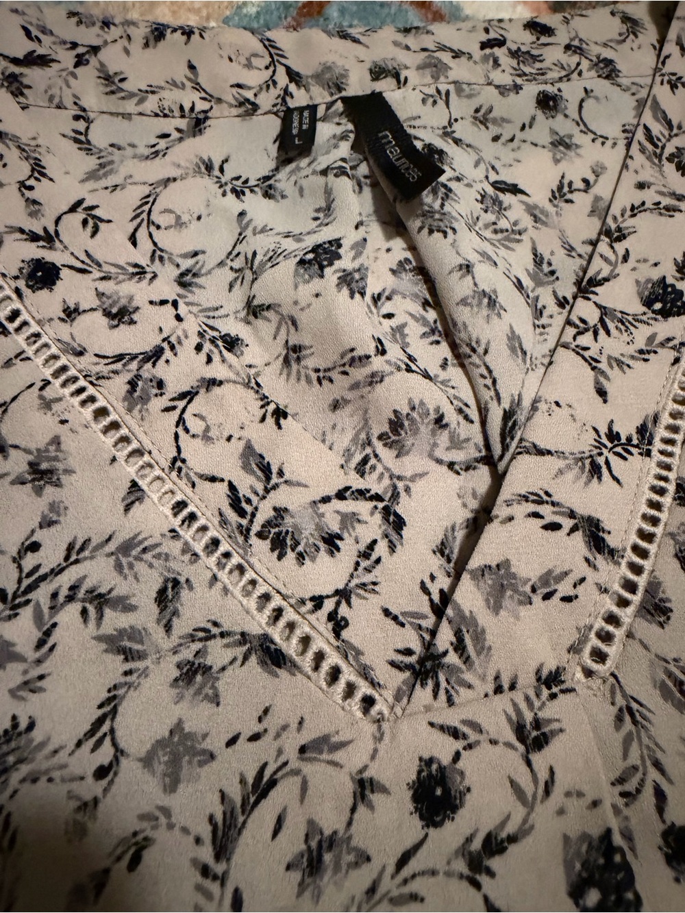 Maurices Grey Blouse with Black Floral Print